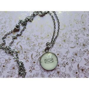 Envelope 20mm pendant necklace made with Love Letters to the Dead book pages